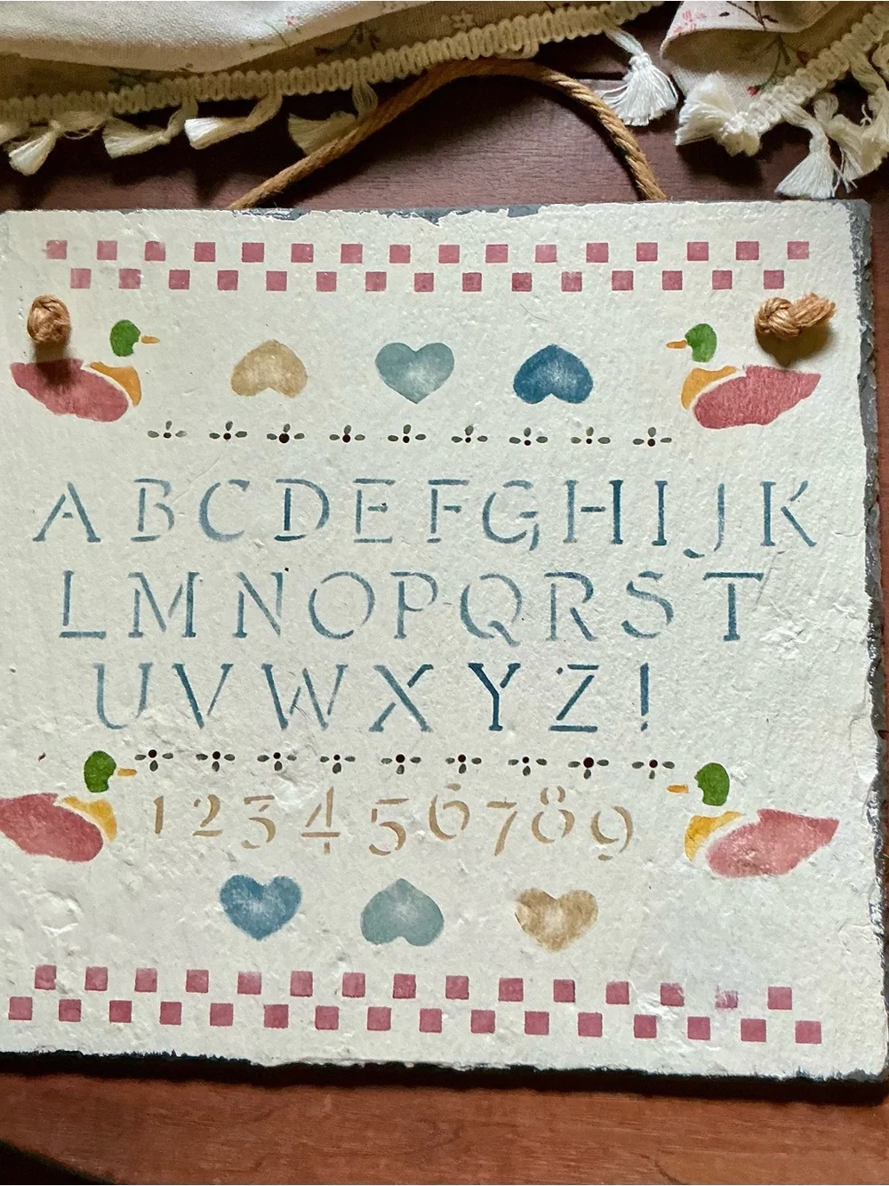 Alphabet & Numbers slate sampler Decorative Wall Sign multicolored handcrafted .
